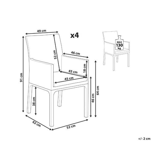 4251682282307 Set van 4 stoelen Stof Donkergrijs BACOLI