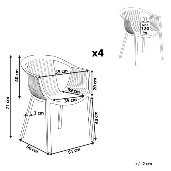 4255664811851 Set van 4 stoelen Synthetisch materiaal Beige NAPOLI