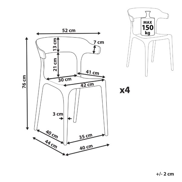 4255664825513 Set van 4 stoelen Synthetisch materiaal Donkergrijs GUBBIO