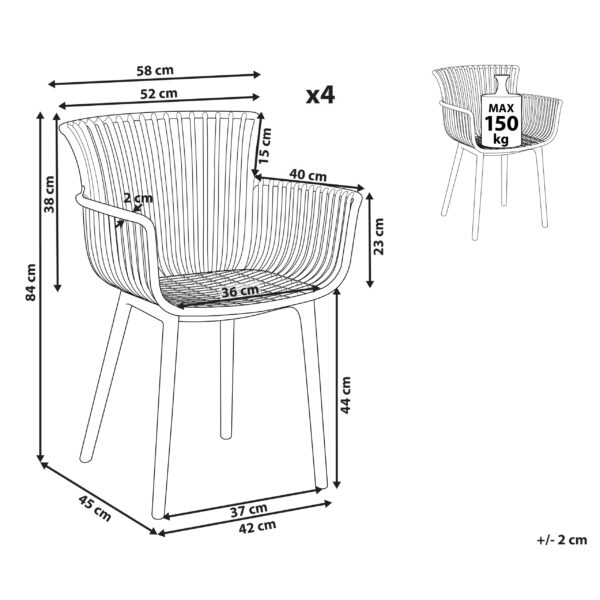 4251682282017 Set van 4 stoelen Synthetisch materiaal Geel PESARO