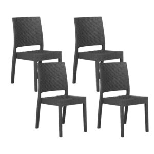 Set van 4 stoelen Synthetisch materiaal Grafietgrijs FOSSANO