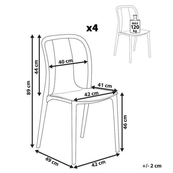 4255664858719 Set van 4 stoelen Synthetisch materiaal Grijs SPEZIA