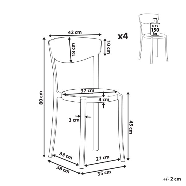 4255664825490 Set van 4 stoelen Synthetisch materiaal Lichtgrijs VIESTE