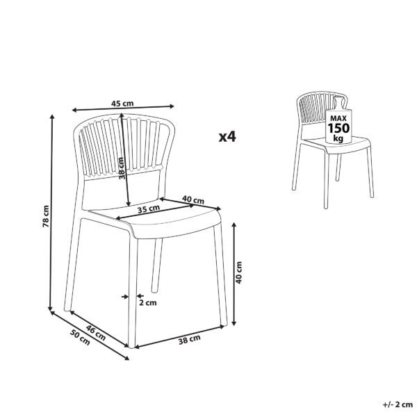 4251682281980 Set van 4 stoelen Synthetisch materiaal Mintgroen GELA