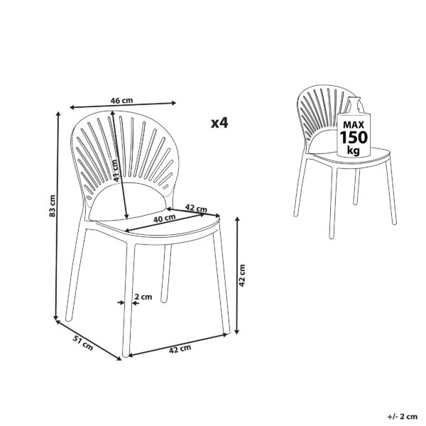 4251682281973 Set van 4 stoelen Synthetisch materiaal Pastelroze OSTIA