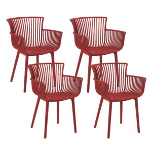 Set van 4 stoelen Synthetisch materiaal Rood PESARO