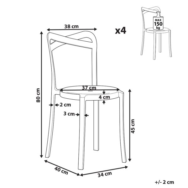 4251682267021 Set van 4 stoelen Synthetisch materiaal Wit CAMOGLI