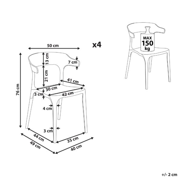 4255664807441 Set van 4 stoelen Synthetisch materiaal Wit GUBBIO