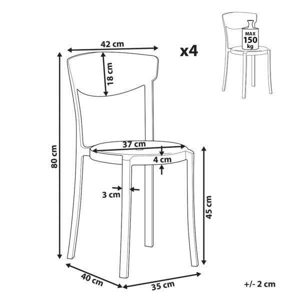 4251682266932 Set van 4 stoelen Synthetisch materiaal Wit VIESTE