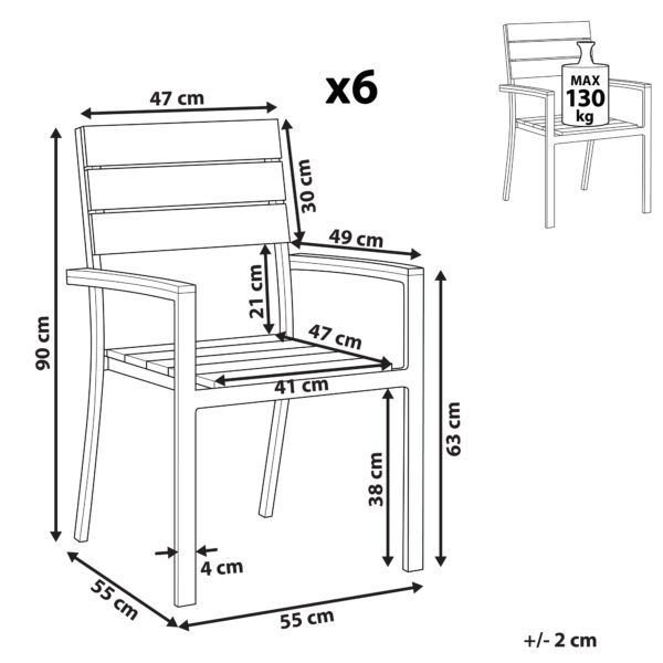 4255664842923 Set van 6 stoelen Bewerkt hout Beige COMO