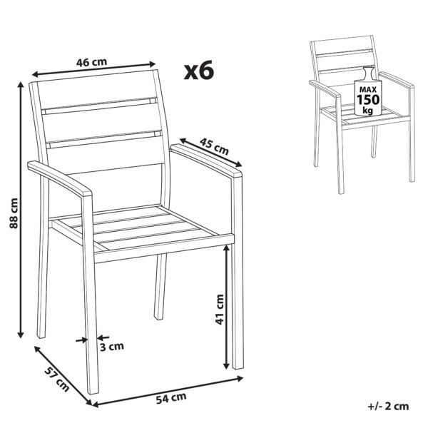 4260624119656 Set van 6 stoelen Bewerkt hout Grijs VERNIO