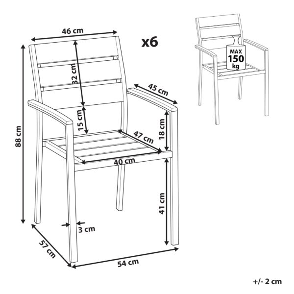 4255664826220 Set van 6 stoelen Bewerkt hout Lichte houtkleur/Zwart VERNIO