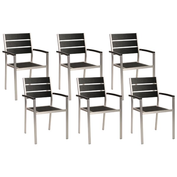 Set van 6 stoelen Bewerkt hout Zwart/Zilver VERNIO