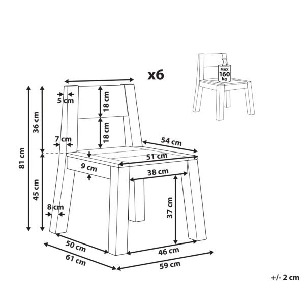 4251682282611 Set van 6 stoelen Hout Lichte houtkleur LIVORNO