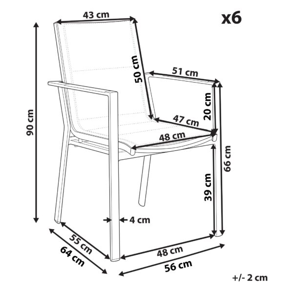 4255664805058 Set van 6 stoelen Metaal Zwart BUSSETO