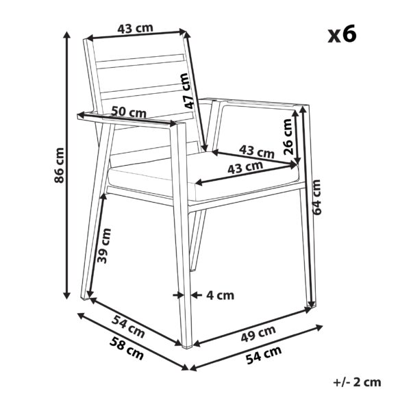 6 x Zitkussen Zwart