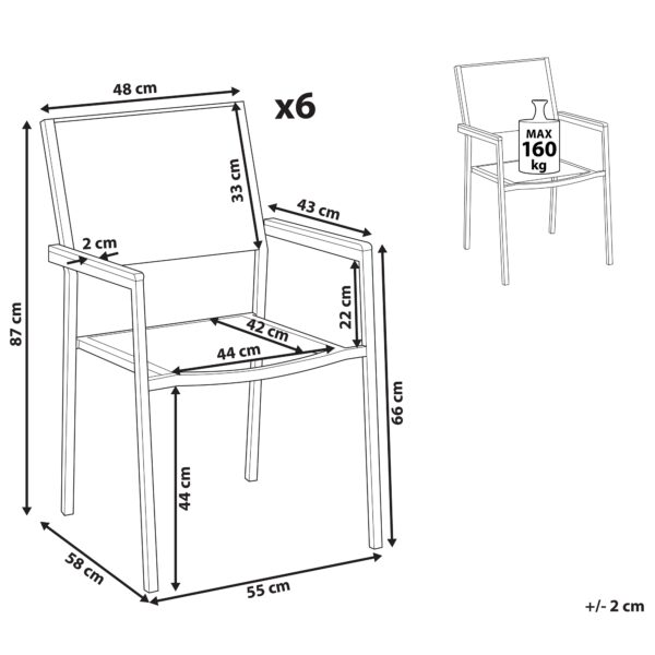 4251682205597 Set van 6 stoelen RVS Beige GROSSETO