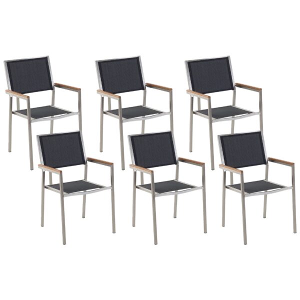 Set van 6 stoelen RVS Zwart GROSSETO