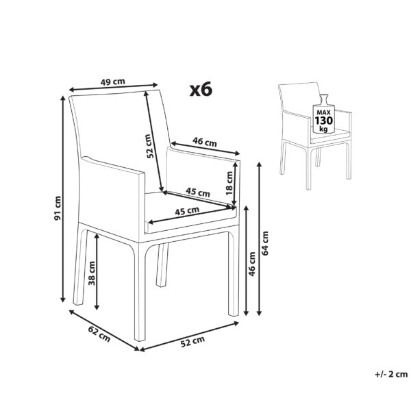 4251682282314 Set van 6 stoelen Stof Donkergrijs BACOLI