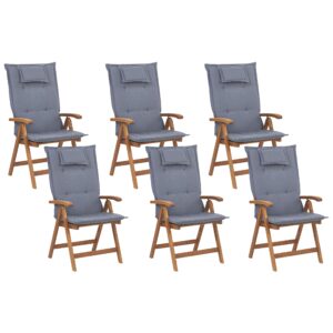 Set van 6 stoelen met kussen Hout Blauw JAVA