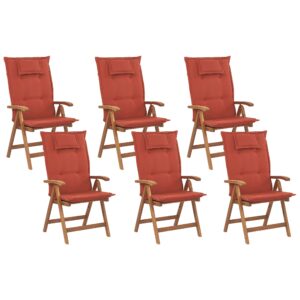 Set van 6 stoelen met kussen Hout Donkerrood JAVA