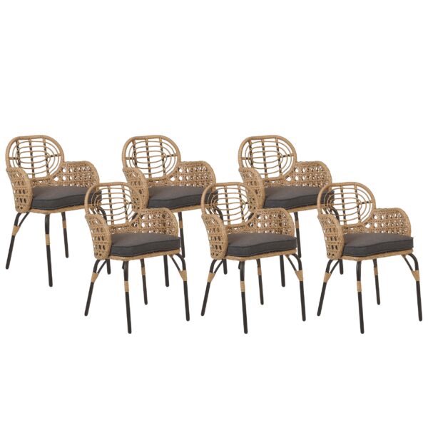 Set van 6 stoelen met zitkussen Natuurlijk PRATELLO