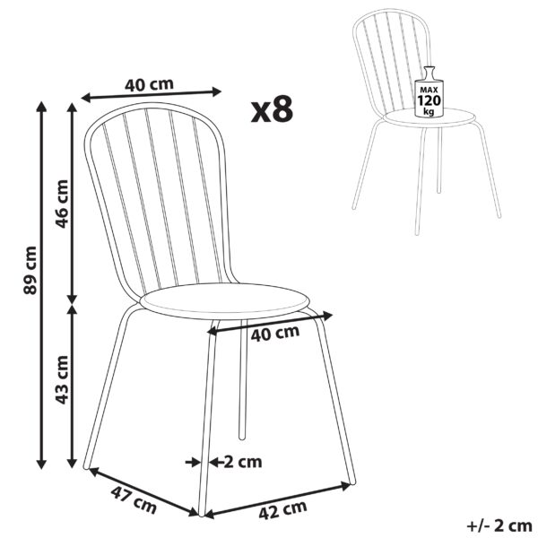 4251682271455 Set van 8 stoelen Metaal Lichtblauw CALVI