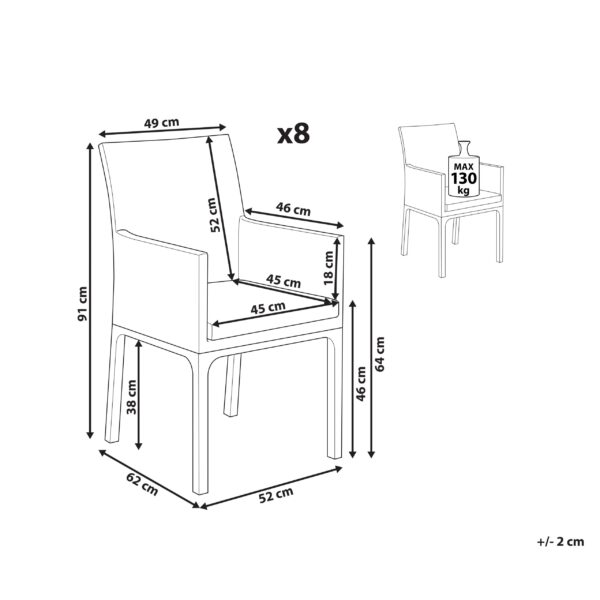 4251682282321 Set van 8 stoelen Stof Donkergrijs BACOLI