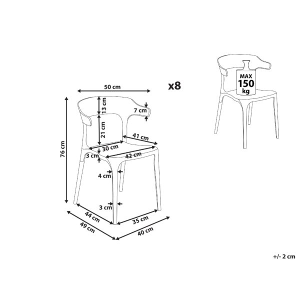 4255664817594 Set van 8 stoelen Synthetisch materiaal Zwart GUBBIO