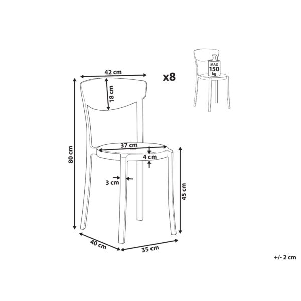 4255664817587 Set van 8 stoelen Synthetisch materiaal Zwart VIESTE