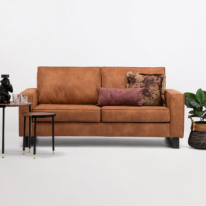 Sohome 3-zits Bank Mathew Microleder, kleur cognac