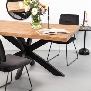 Sohome Eettafel Yannick Spider Mangohout en staal, 180 x 90cm