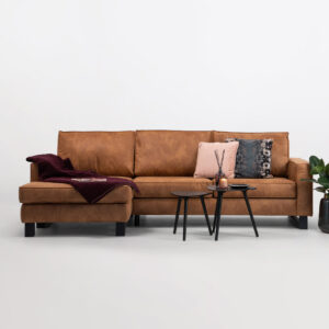 Sohome Loungebank Mathew Links, Microleder, kleur cognac