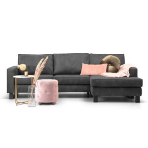 Sohome Loungebank Mathew Rechts, Microleder, kleur antraciet