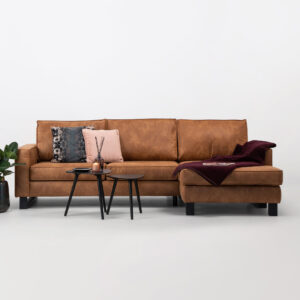 Sohome Loungebank Mathew Rechts, Microleder, kleur cognac