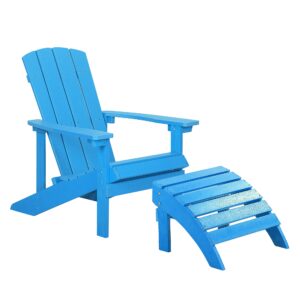 Stoel met voetenbank Bewerkt hout Blauw ADIRONDACK