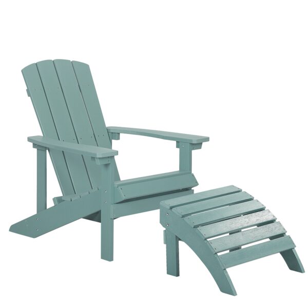 Stoel met voetenbank Bewerkt hout Turquoise ADIRONDACK