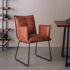 Tower Living Eetkamerstoel Seda met armleuning, kleur Cognac