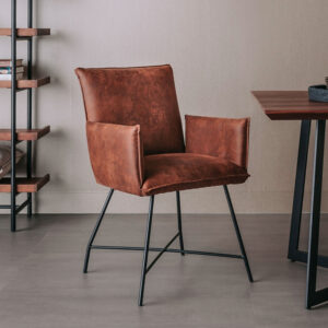 Tower Living Eetkamerstoel Trofa met armleuning, kleur cognac