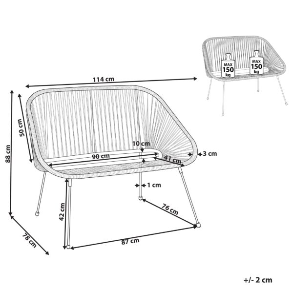 4255664812056 Tuinbank 114 cm Zwart ACAPULCO