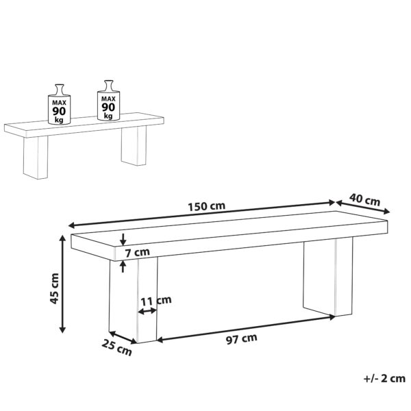 4251682242097 Tuinbank Beton 150 cm Grijs TARANTO