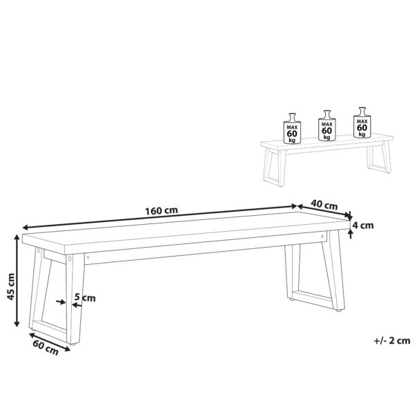 4251682260145 Tuinbank Beton 160 cm Grijs ORIA