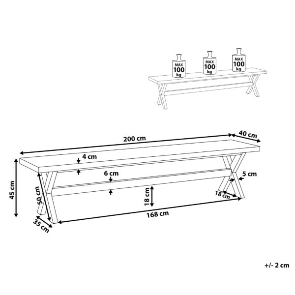 4251682240345 Tuinbank Beton 200 cm Grijs OLBIA