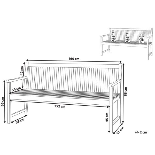 4251682219488 Tuinbank Gecertificeerd acaciahout 160 cm Lichte houtkleur VIVARA