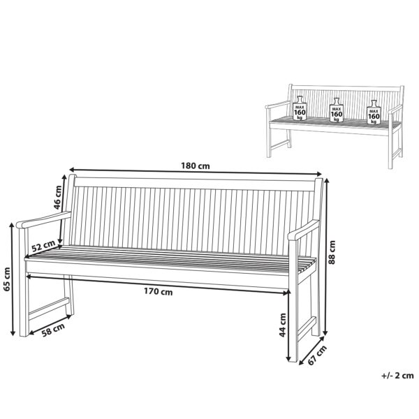 4251682263832 Tuinbank Gecertificeerd acaciahout 180 cm Lichte houtkleur VIVARA