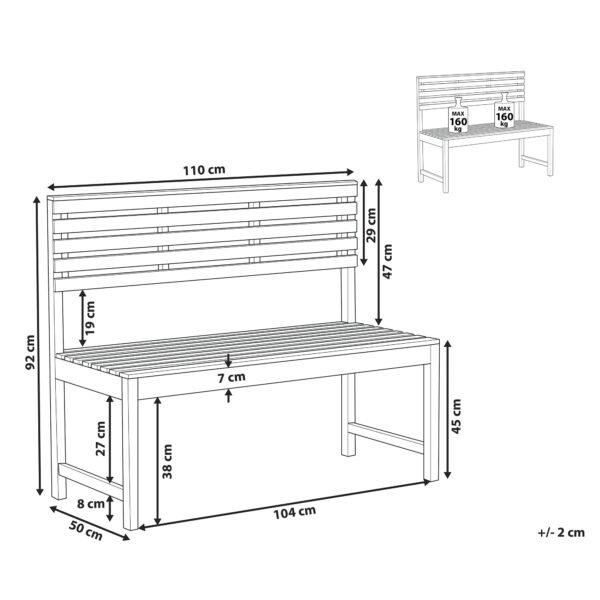 4251682268523 Tuinbank Hout 110 cm Lichte houtkleur TREIA