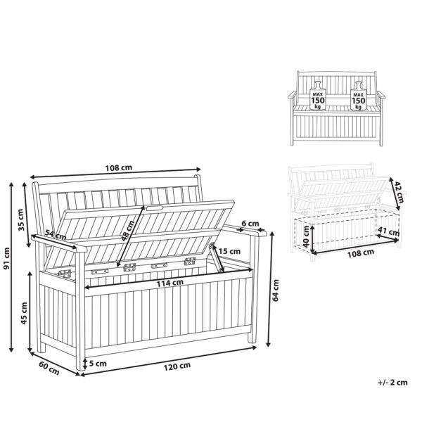 4251682241984 Tuinbank Hout 120 cm Lichte houtkleur SOVANA