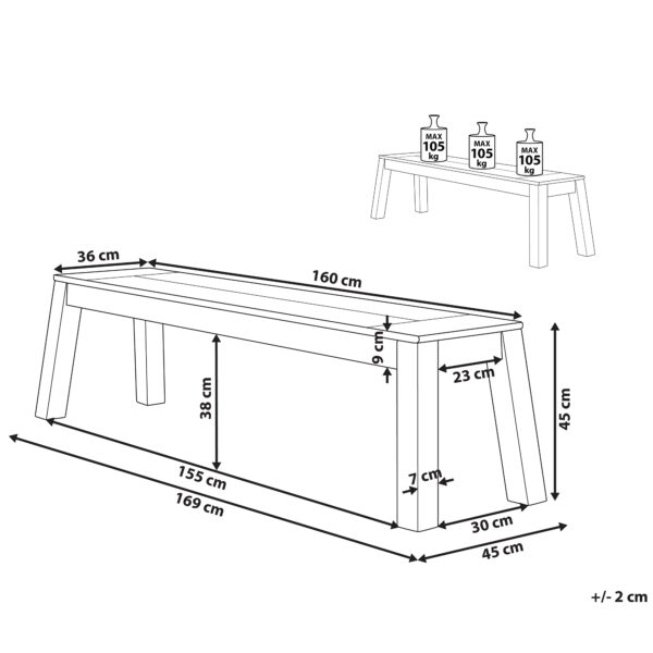 4251682260602 Tuinbank Hout 169 cm Lichte houtkleur LIVORNO