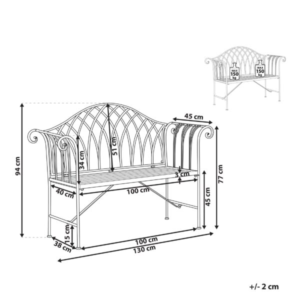 4251682282079 Tuinbank Metaal 130 cm Lichtgroen MILAZZO