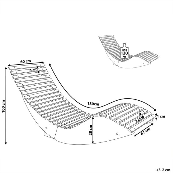 4260602374343 Tuinligstoel Hout Lichte houtkleur BRESCIA